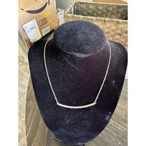 Brighton Contempo Ice Reversible Bar Necklace Crystal/Scroll Pendant Silver Tone